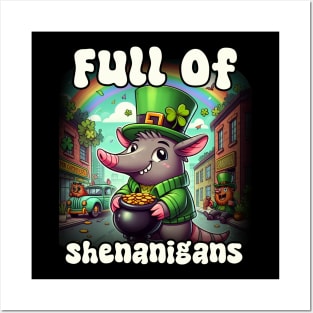 Full Of Shenanigans Leprechaun Aardvark St. Patrick's Day Posters and Art